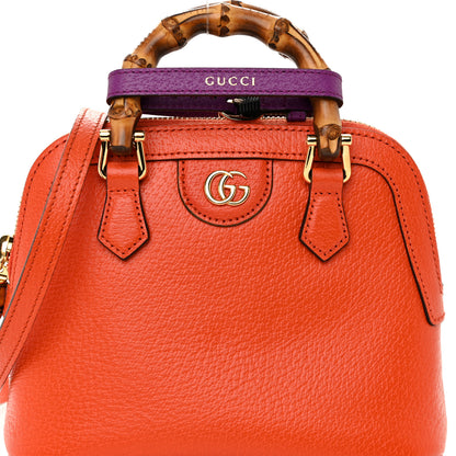 Gucci Textured Dollar Calfskin Mini Diana Dome Tote Bag Deep Orange Spicy Cyclamin 7 of 10
