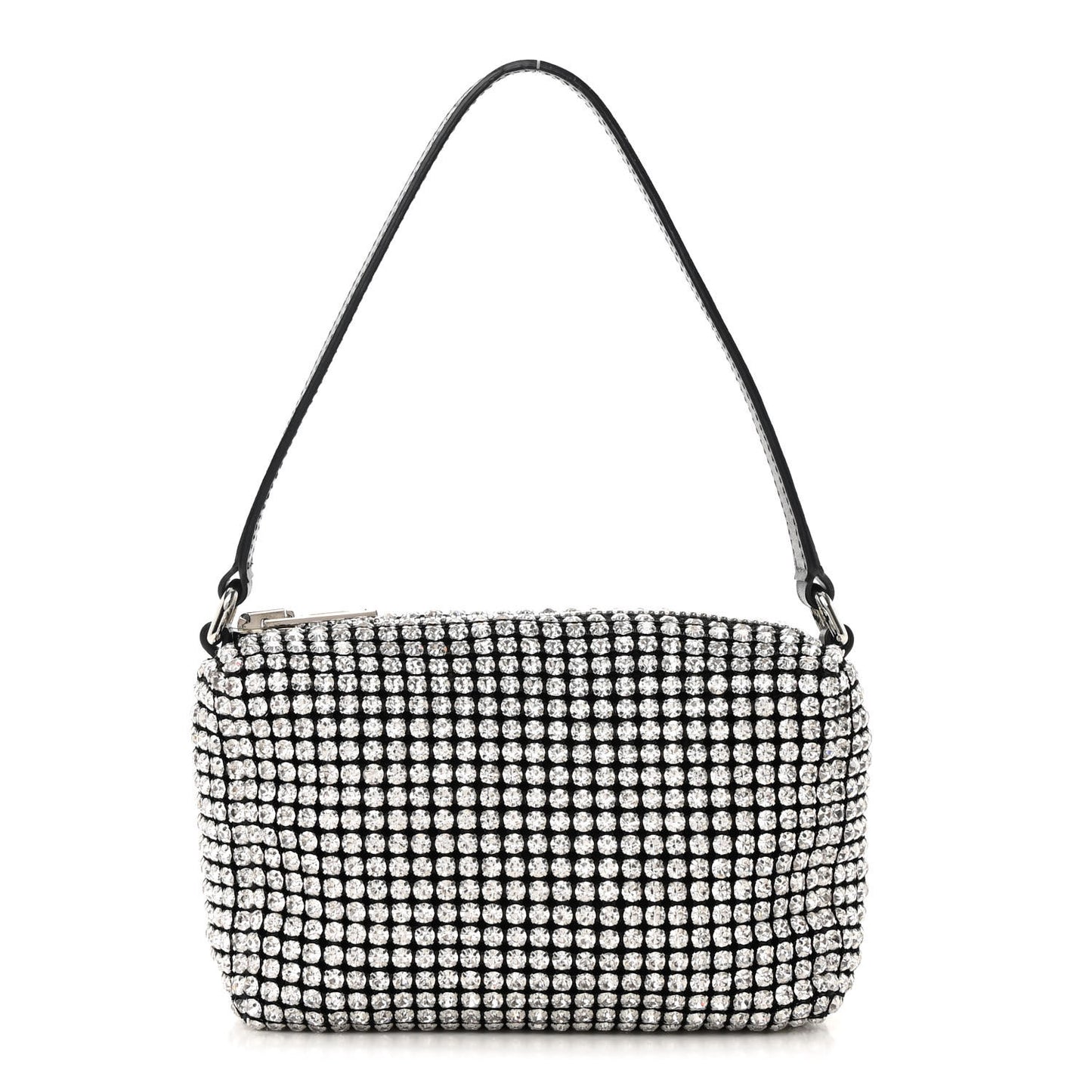 Mesh Crystal Rhinestone Mini Heiress Pouch Black Silver