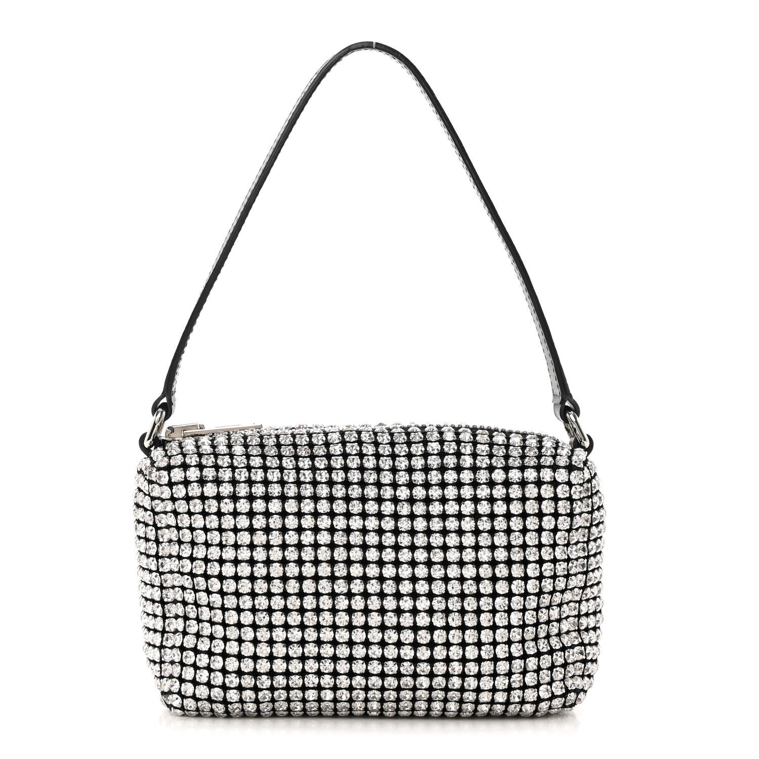 Alexander Wang Mesh Crystal Rhinestone Mini Heiress Pouch Black Silver 1 of 12