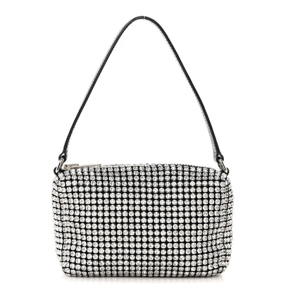 Alexander Wang Mesh Crystal Rhinestone Mini Heiress Pouch Black Silver 1 of 12
