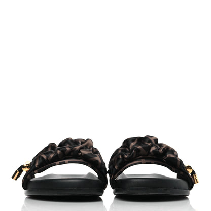 Fendi Satin FF Fendi Feel Slide Sandals 38 Tobacco Black 2 of 8