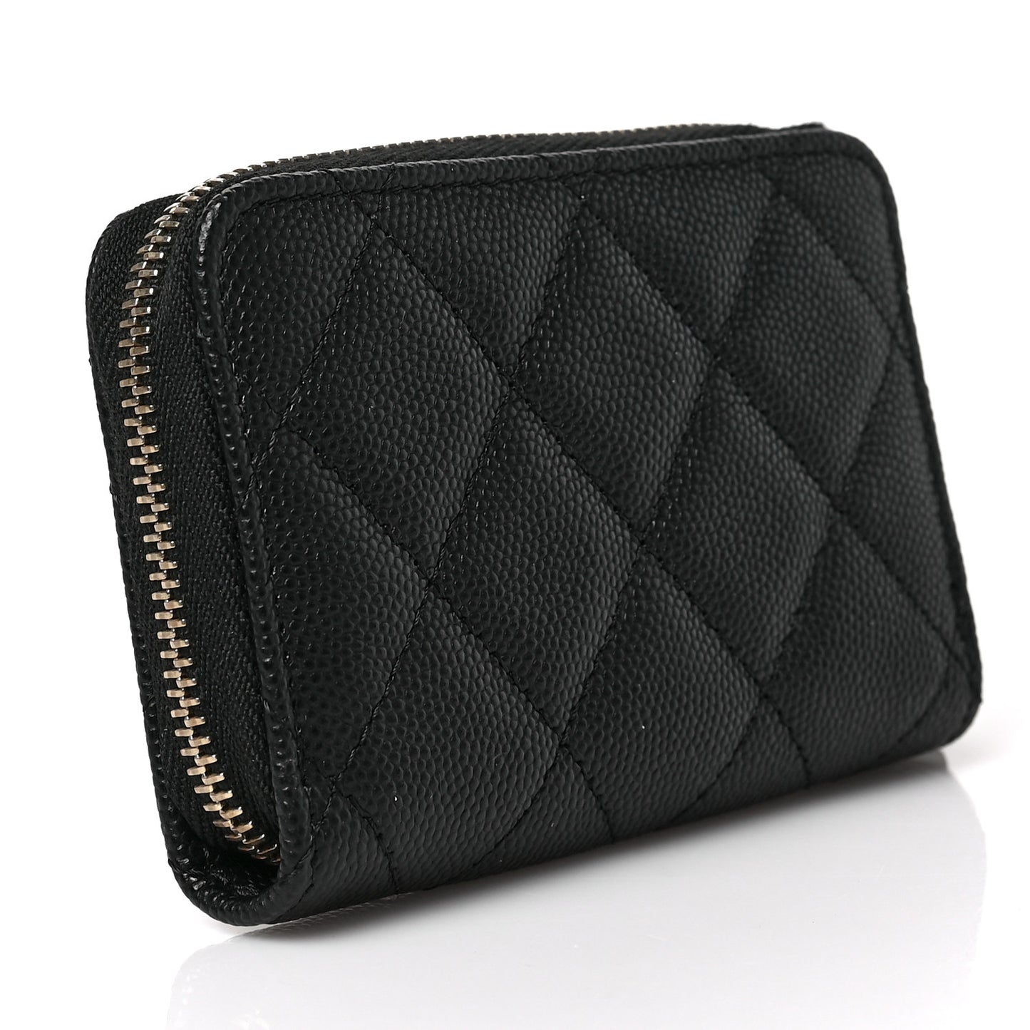 Caviar Quilted Zip Coin Purse Black