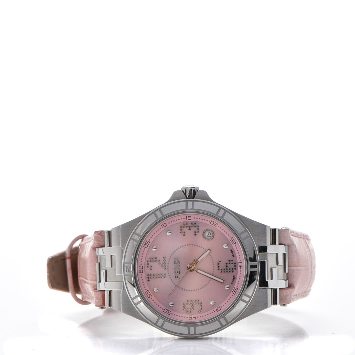 Stainless Steel Alligator Diamond 33mm High Speed Quartz Watch Pink