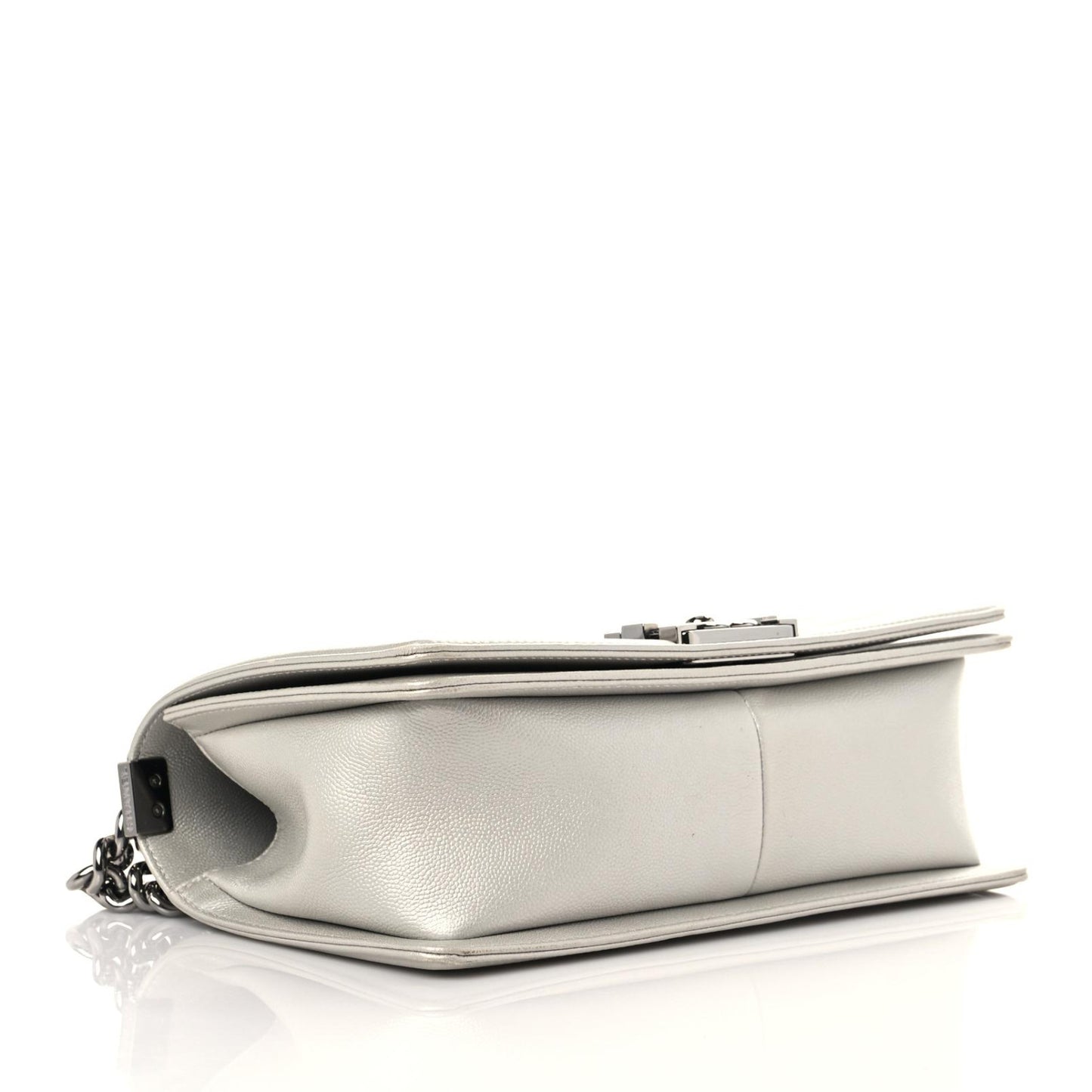 Metallic Caviar Quilted Medium Boy Flap Silver