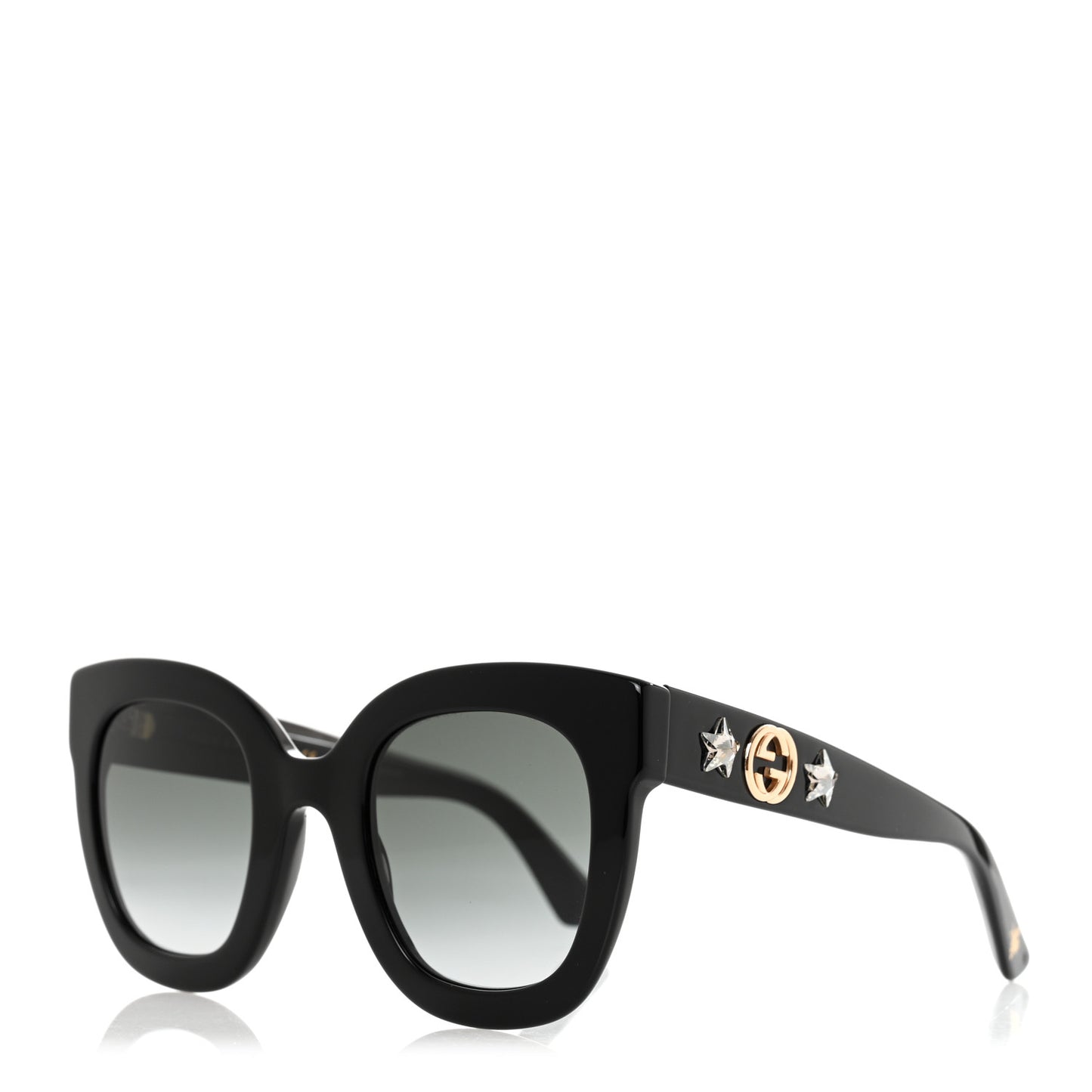 Acetate Crystal Star Round Frame Sunglasses GG0208S Black
