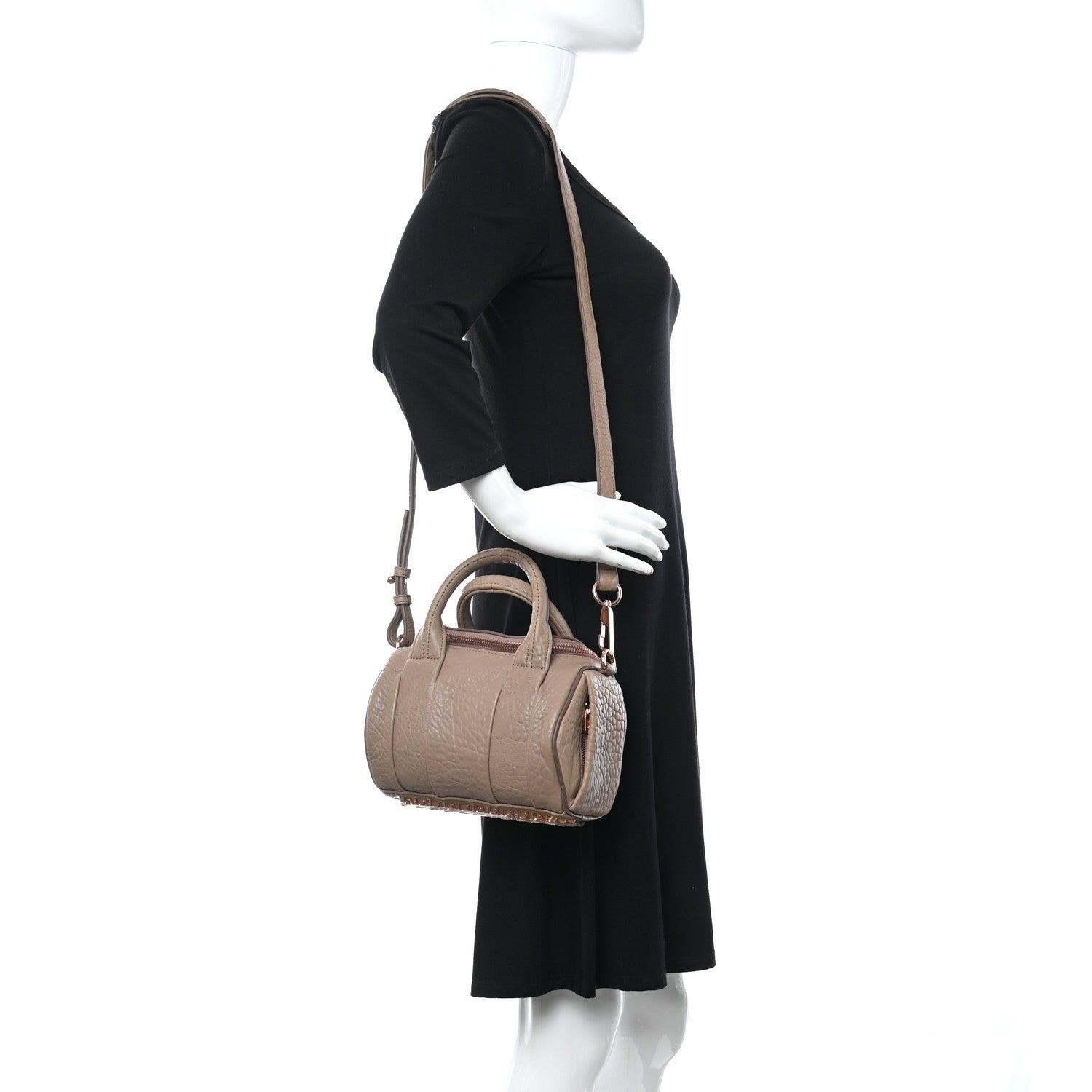 Alexander Wang Pebbled Lambskin Mini Rockie Latte Rose Gold Hardware 2 of 9