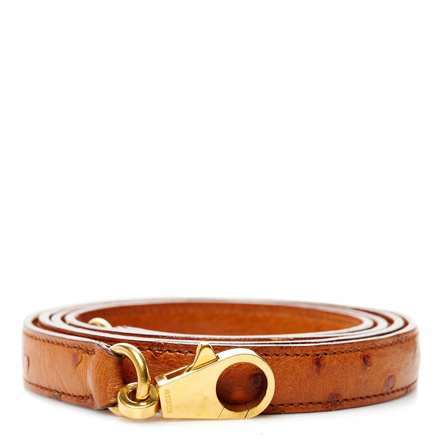 Ostrich Kelly Shoulder Strap Cognac