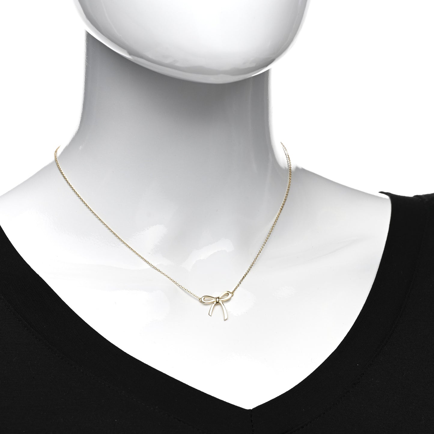 18K Yellow Gold Mini Bow Pendant Necklace