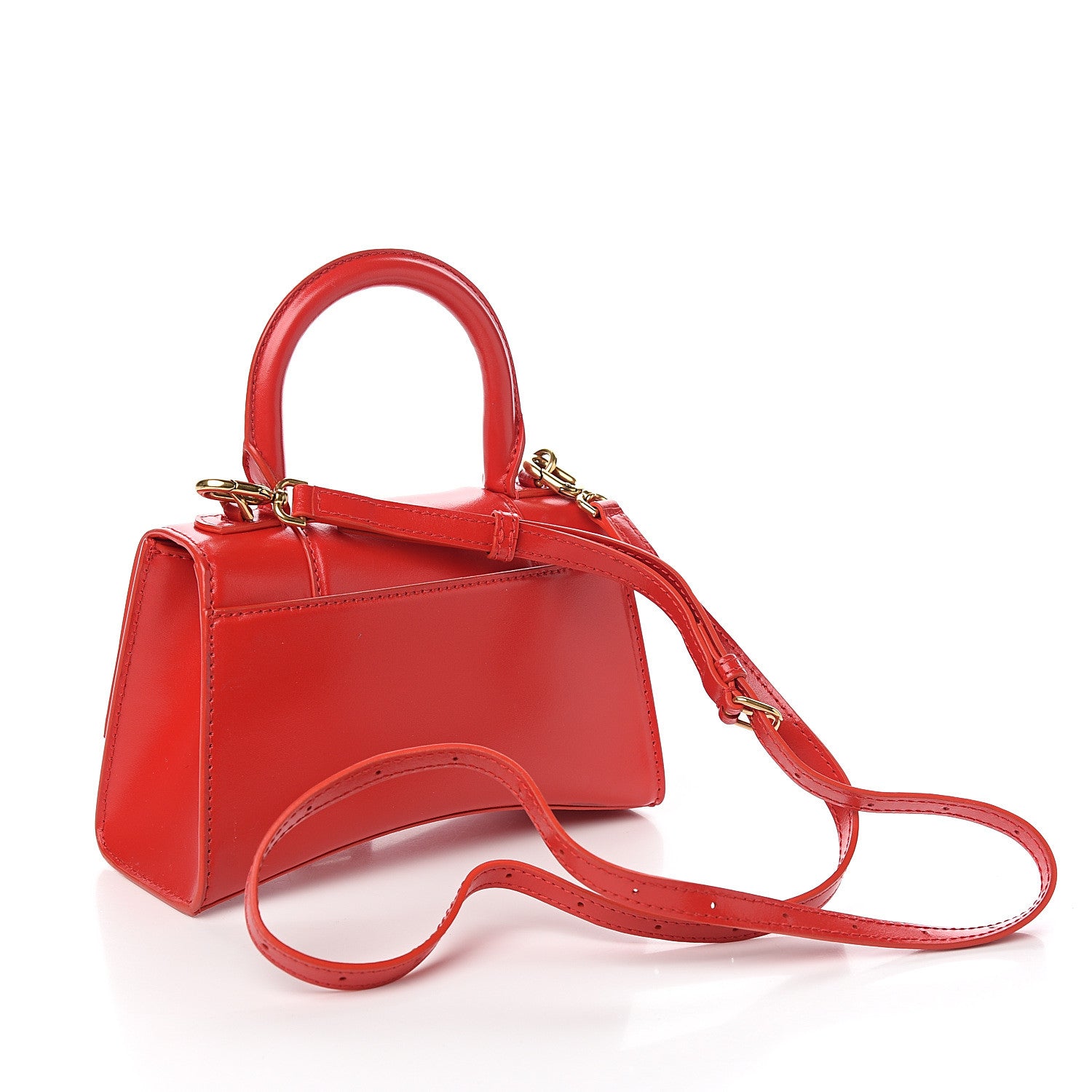 Balenciaga Shiny Box Calfskin Hourglass Top Handle Bag XS Bright Red 2 of 8