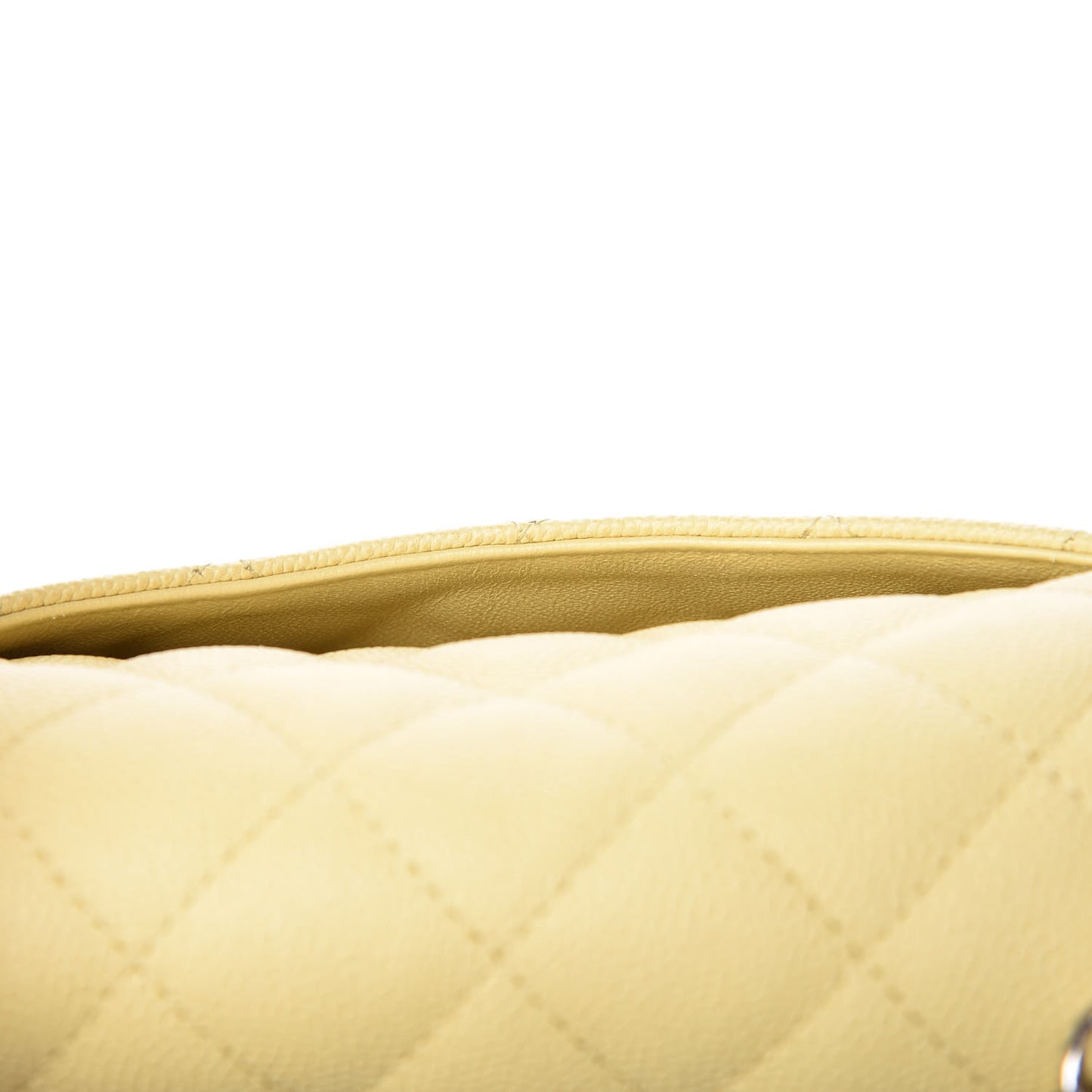 Caviar Quilted Mini Rectangular Flap Light Yellow