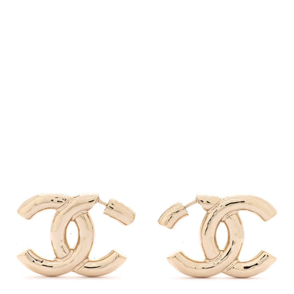 Chanel Metal Large CC Earrings Light Gold 1 of 5