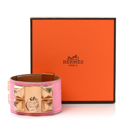 Hermes Matte Niloticus Crocodile Collier De Chien CDC Bracelet T2 Rose Bubblegum 6 of 6