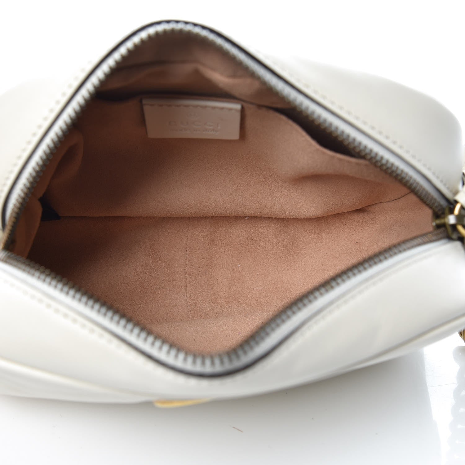 Gucci Calfskin Matelasse Mini GG Marmont Chain Shoulder Bag White 5 of 12