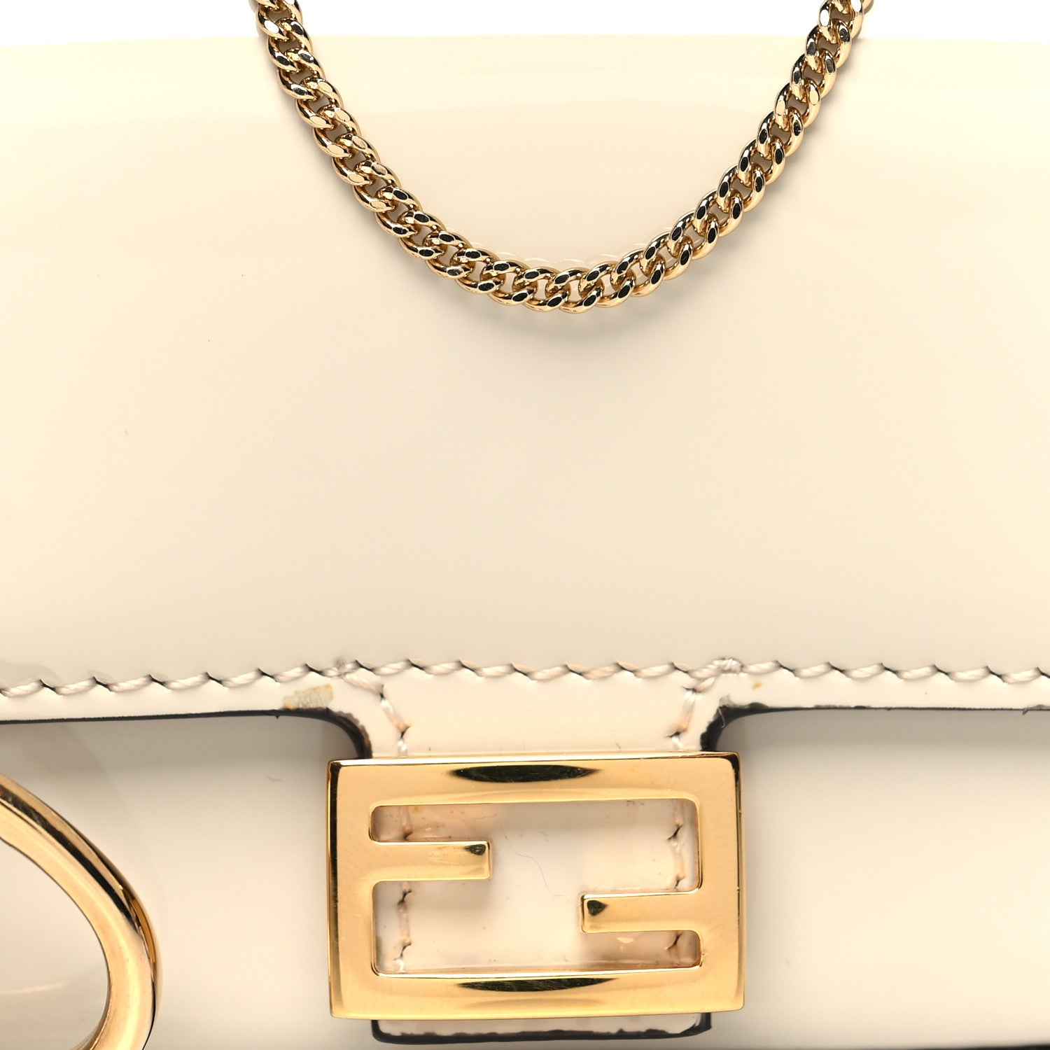 Fendi Vitello Vernice Mou Nano Baguette Belt Charm Latte 8 of 10