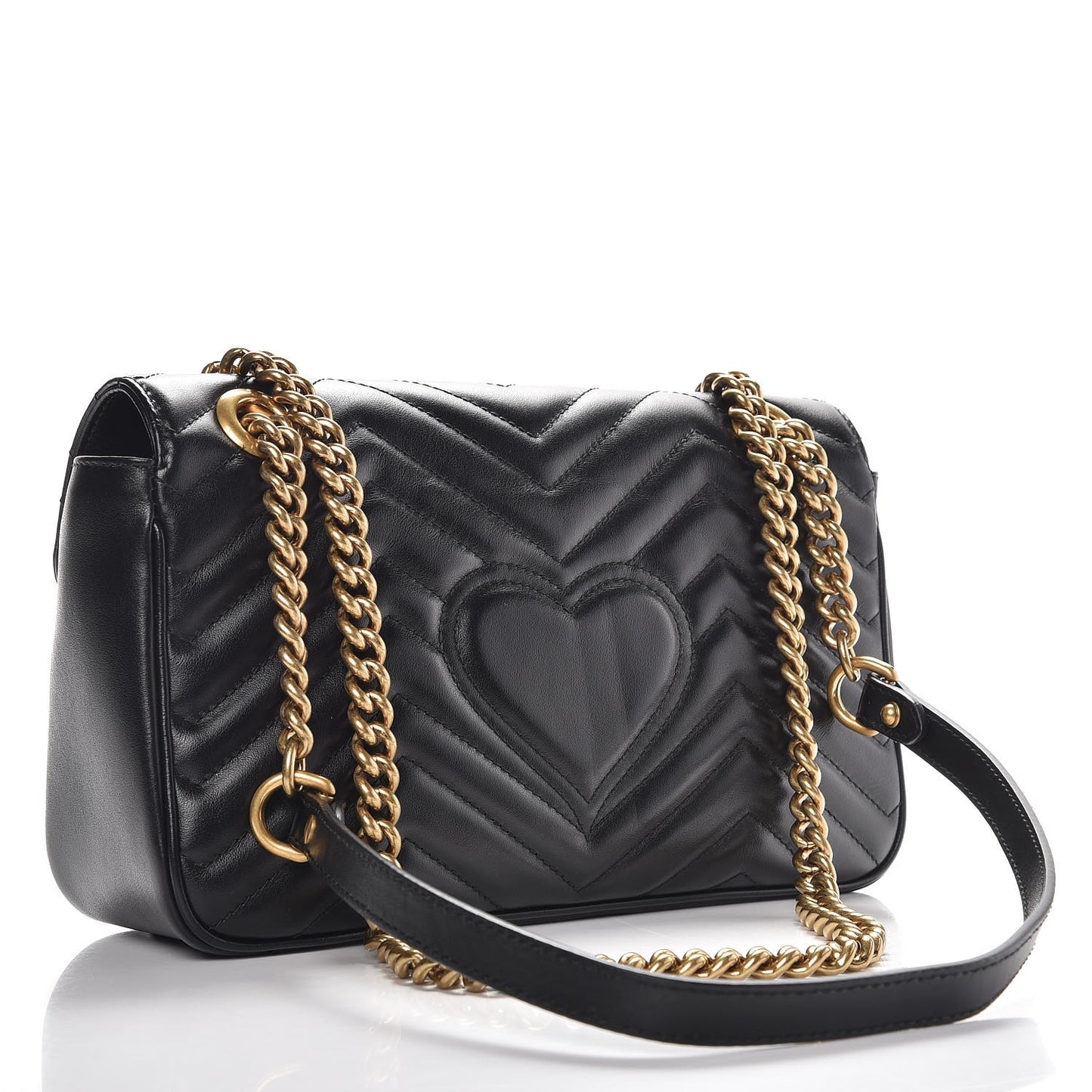 Calfskin Matelasse Small GG Marmont Shoulder Bag Black