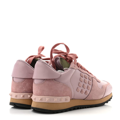Valentino Garavani Calfskin Suede Rockstud Sneakers 35.5 Pink 4 of 7