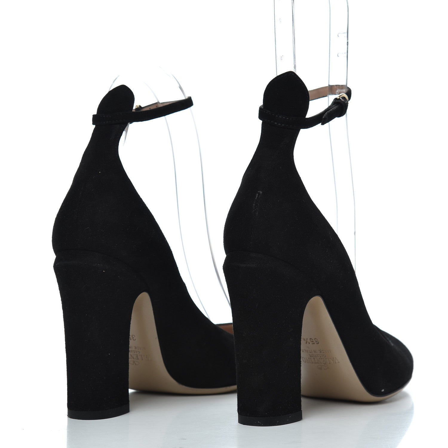 Valentino Garavani Suede Tan-Go Mary Jane Ankle Strap 100mm Pumps 35.5 Black 4 of 11