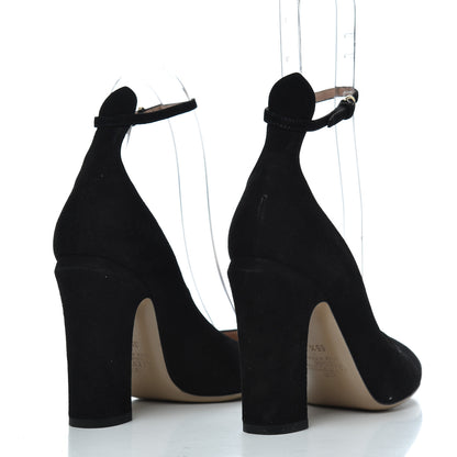 Valentino Garavani Suede Tan-Go Mary Jane Ankle Strap 100mm Pumps 35.5 Black 4 of 11