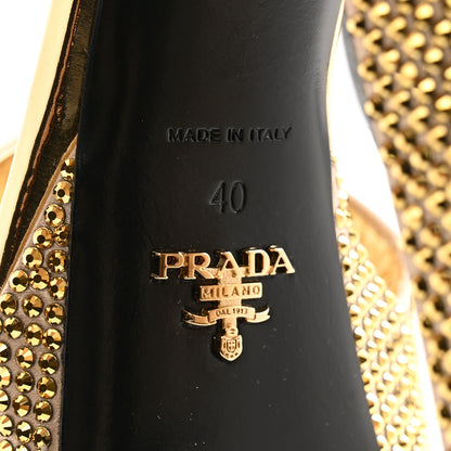 Prada Satin Crystal Triangle Logo 40/135mm Platform Sandals 40 Platino 7 of 10