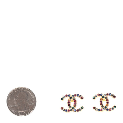 Chanel Crystal Over The Rainbow CC Earrings Gold Multicolor 2 of 4