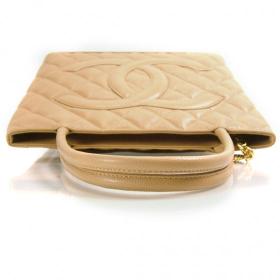 Caviar Quilted Medallion Tote Beige