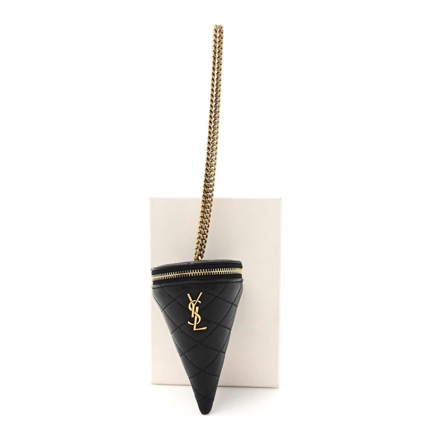 Saint Laurent Lambskin Quilted Cone on Chain Black 6 of 6