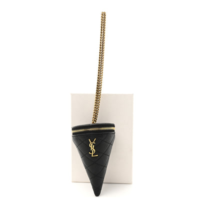 Saint Laurent Lambskin Quilted Cone on Chain Black 6 of 6