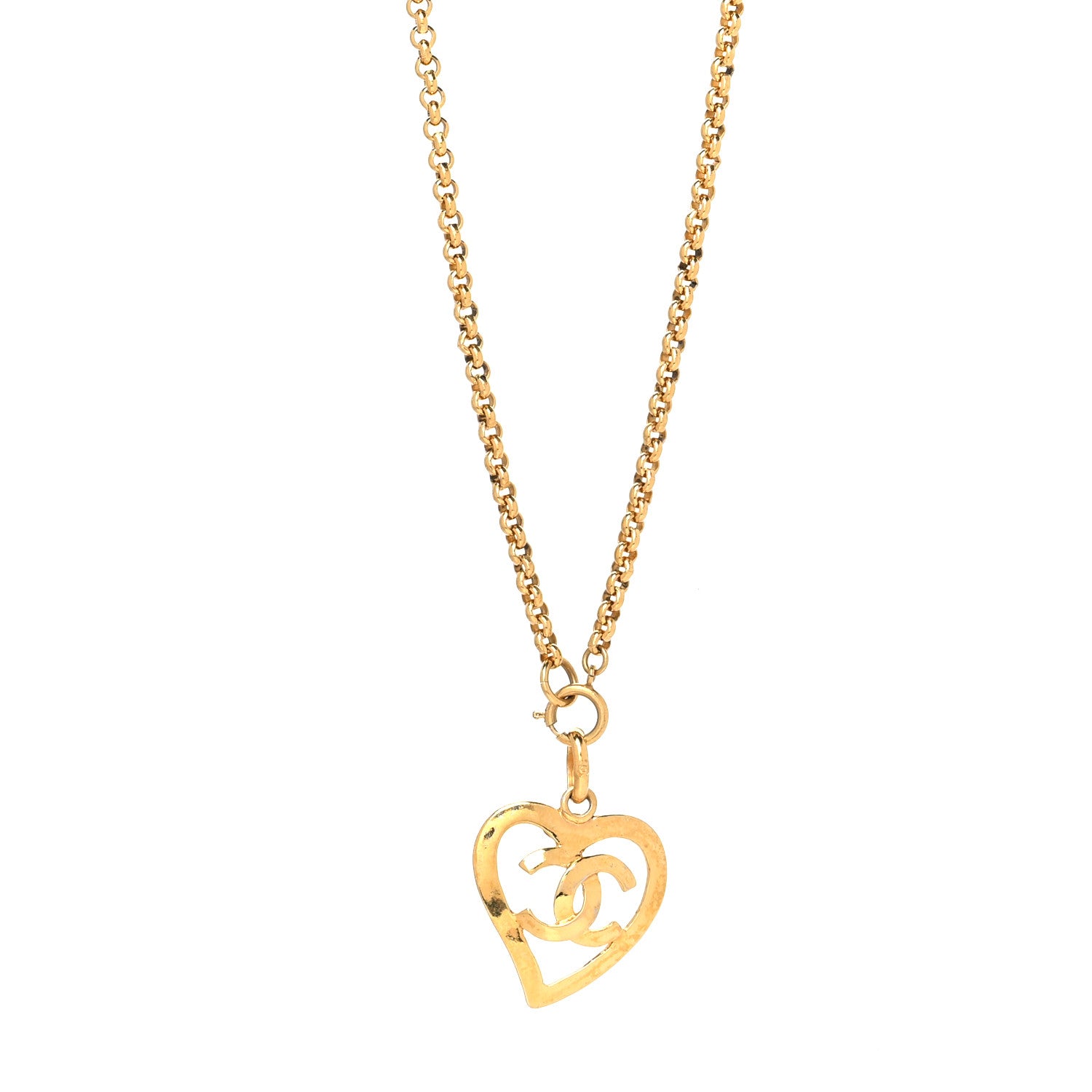 Chanel CC Heart Chain Pendant Necklace Gold 1 of 5