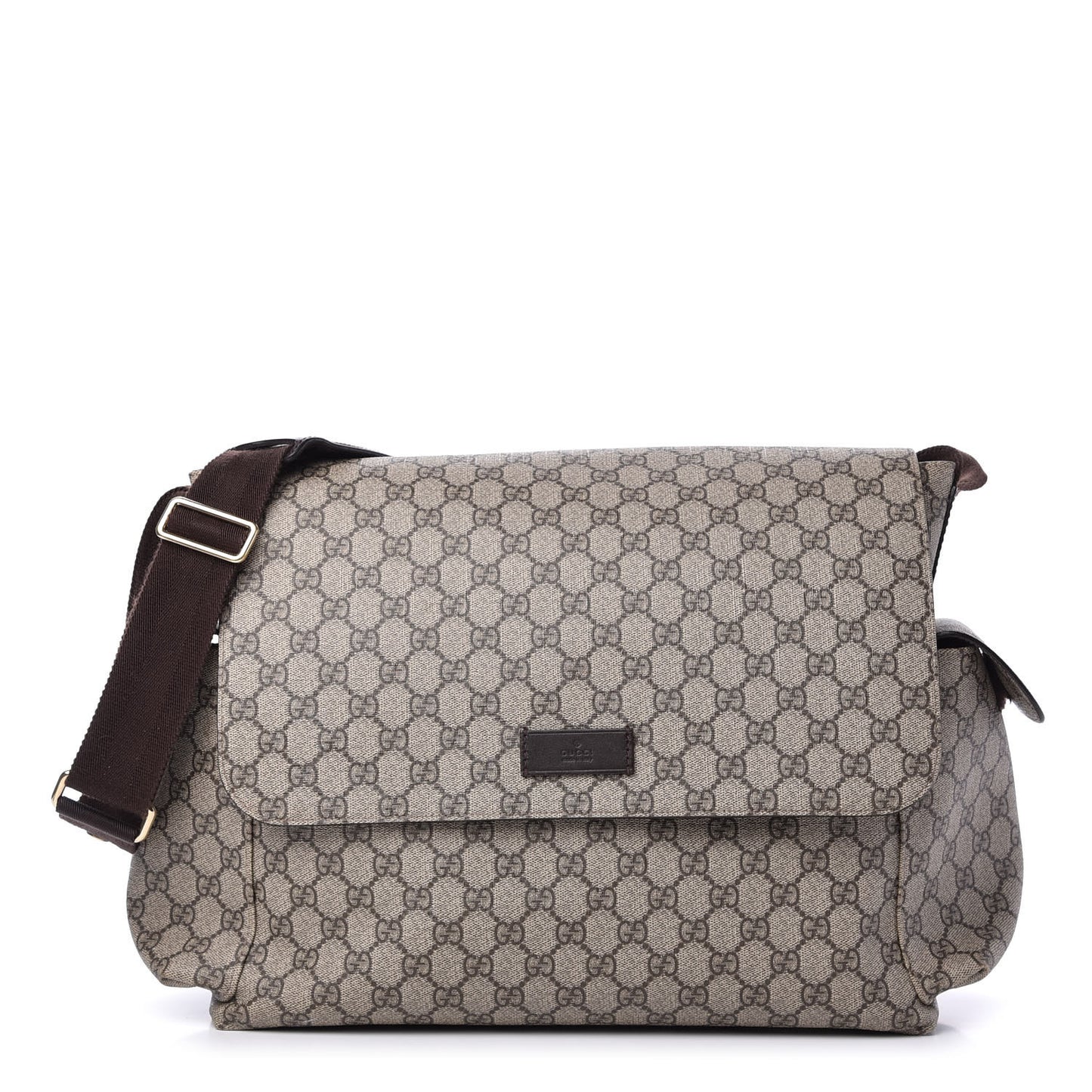 GG Plus Monogram Messenger Diaper Bag Dark Brown