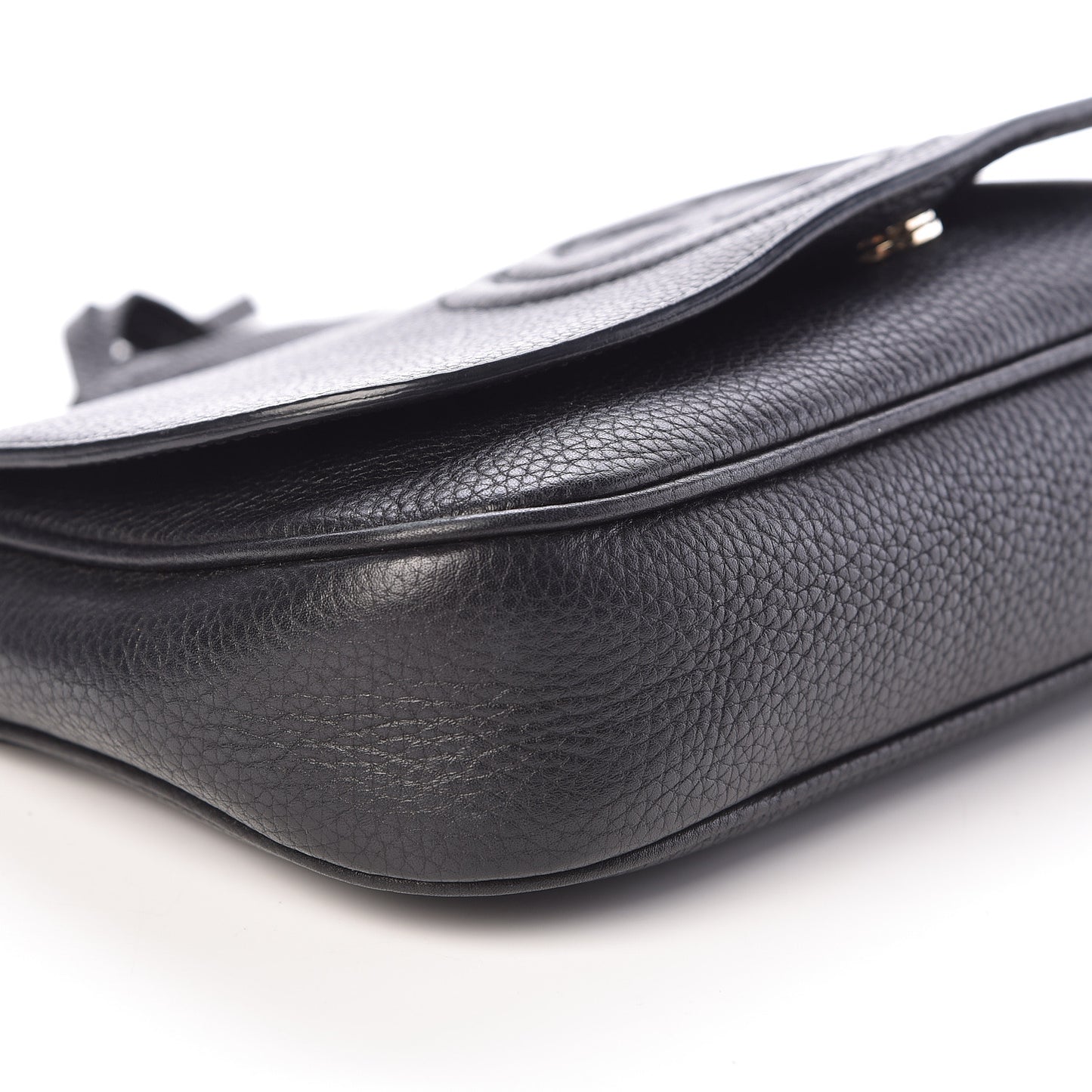 Pebbled Calfskin Medium Soho Flap Crossbody Black