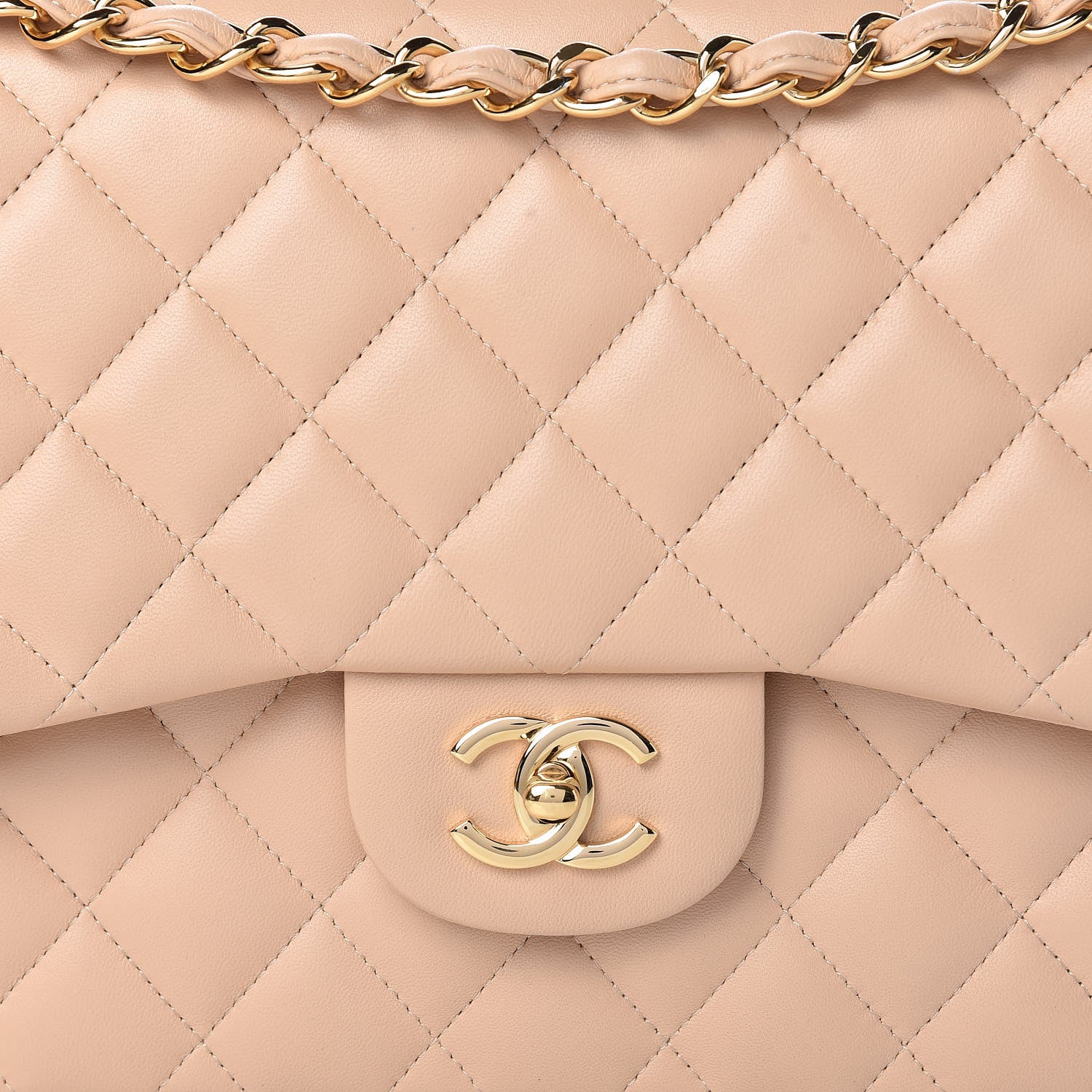 Chanel Lambskin Quilted Jumbo Double Flap Beige Clair 8 of 11