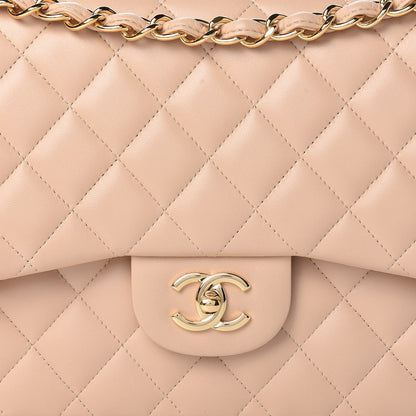 Chanel Lambskin Quilted Jumbo Double Flap Beige Clair 8 of 11