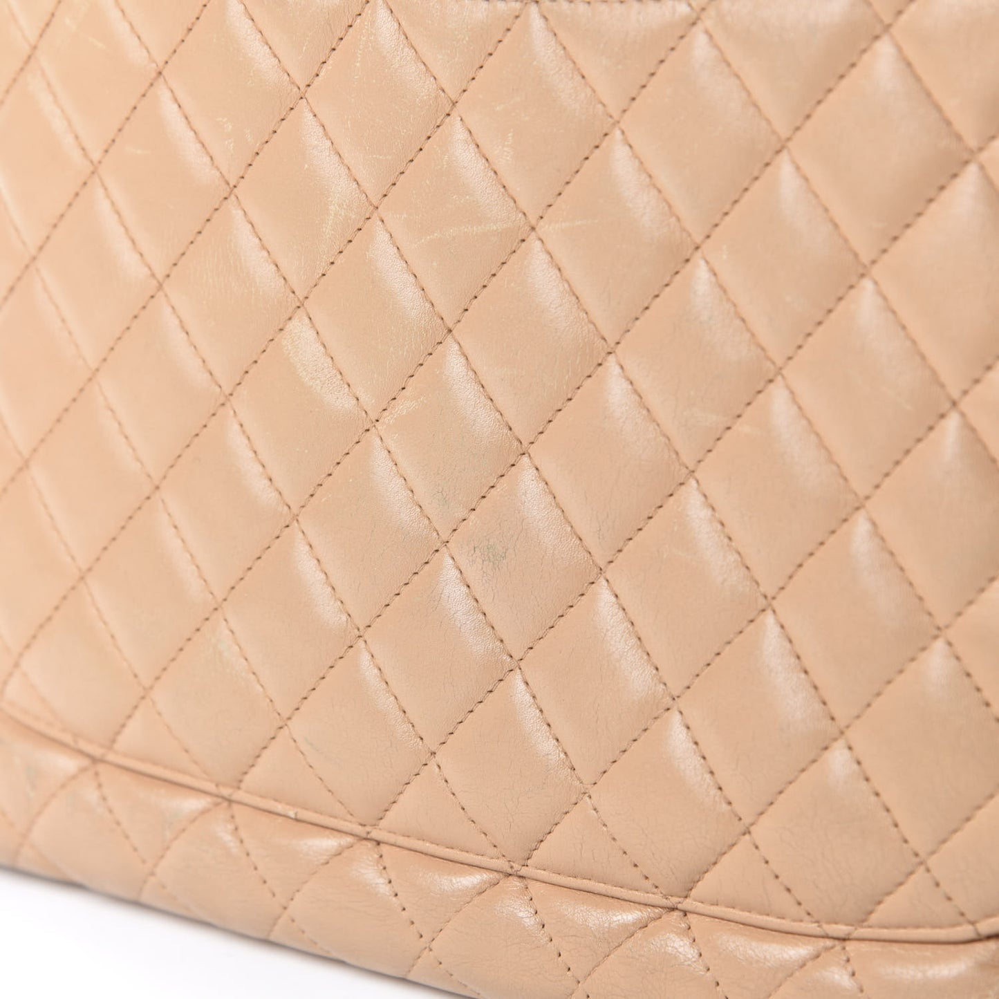 Calfskin Quilted Large Cambon Tote Beige