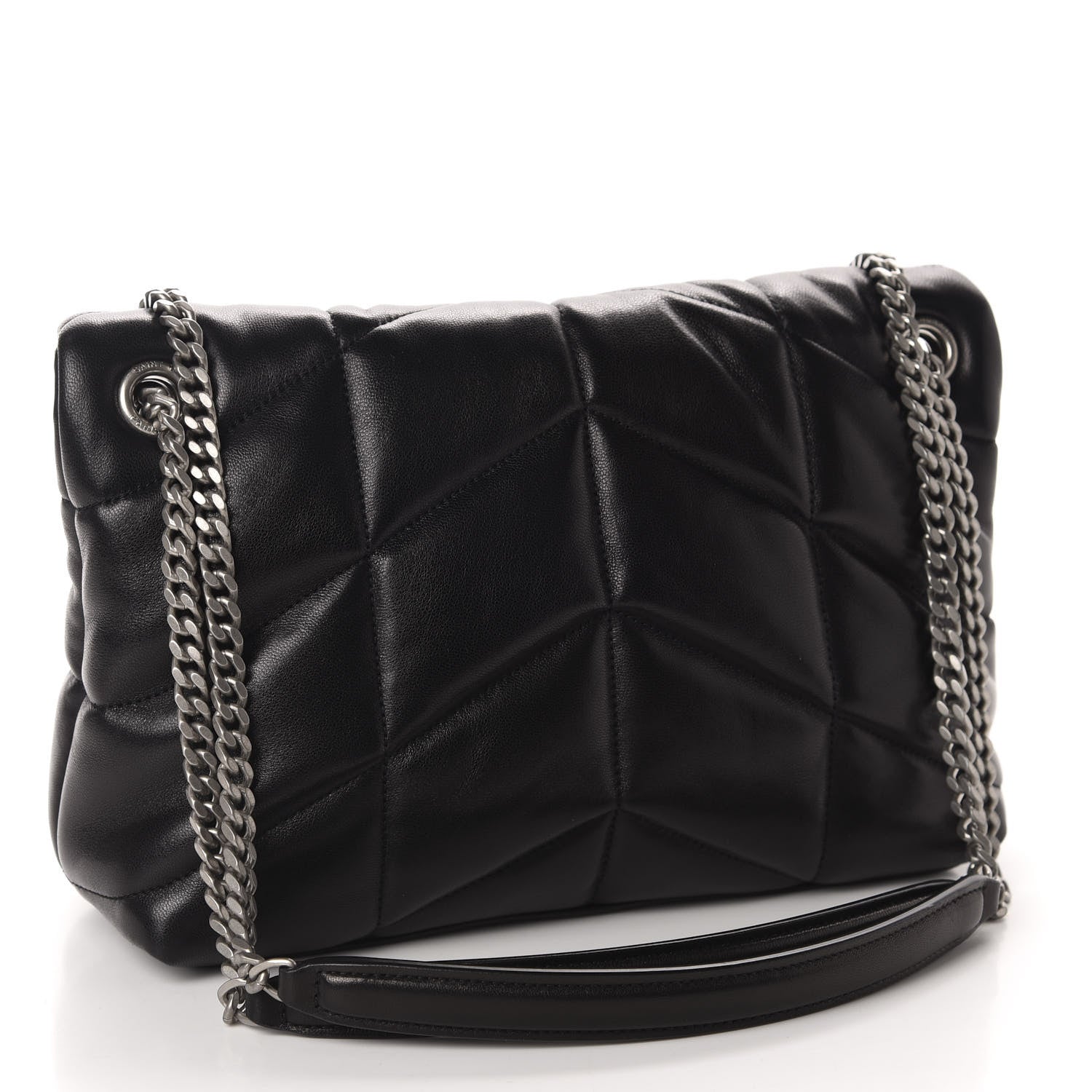 Saint Laurent Lambskin Quilted Small Loulou Puffer Monogram Chain Satchel Black 3 of 11