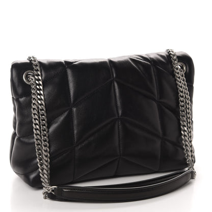 Saint Laurent Lambskin Quilted Small Loulou Puffer Monogram Chain Satchel Black 3 of 11