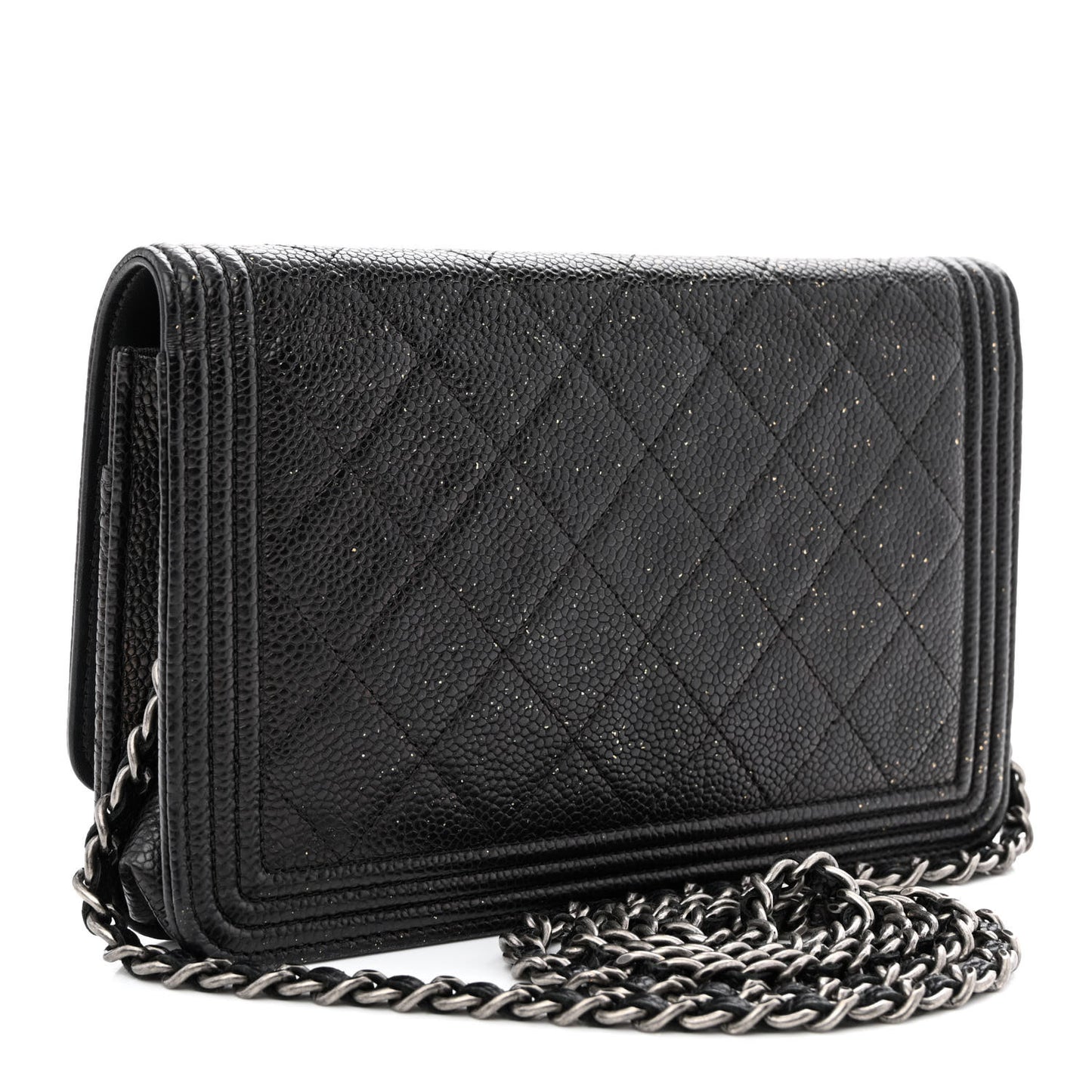 Caviar Quilted Boy Wallet On Chain WOC Black