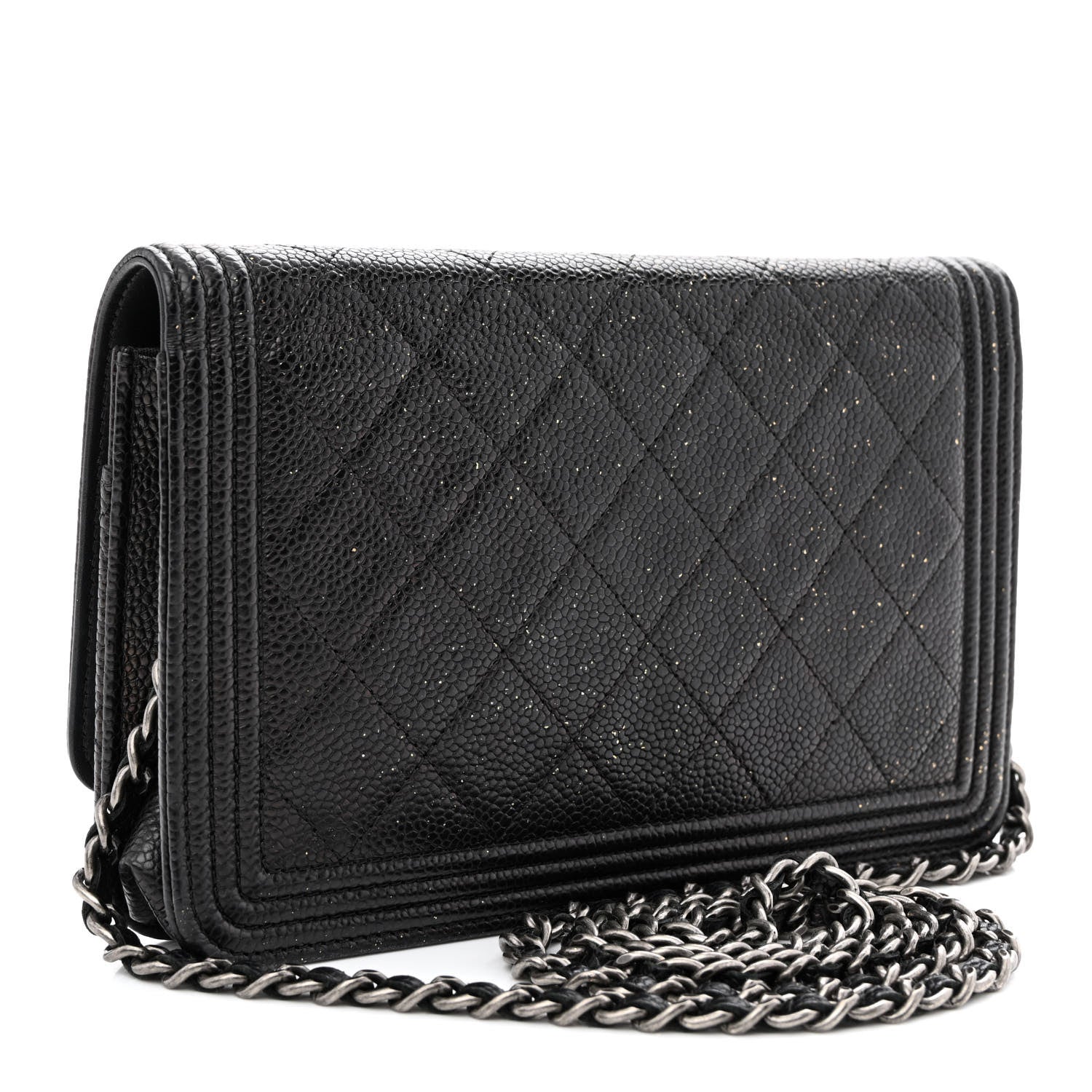 Chanel Caviar Quilted Boy Wallet On Chain WOC Black 2 of 11