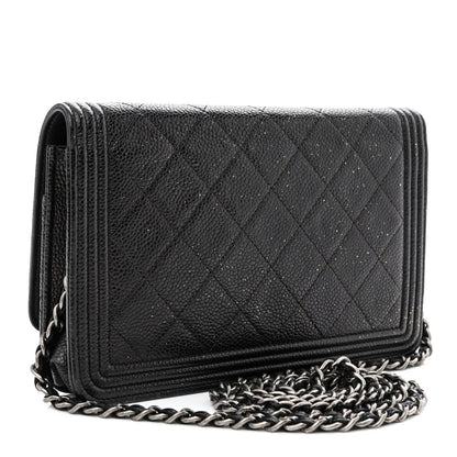 Chanel Caviar Quilted Boy Wallet On Chain WOC Black 2 of 11