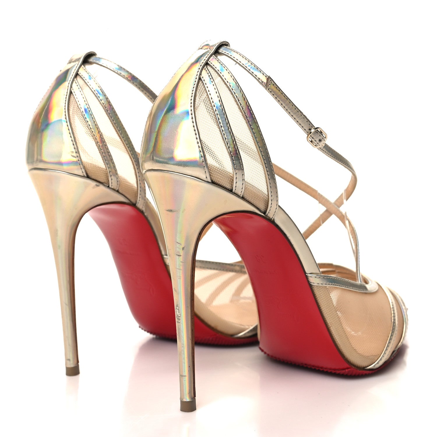Christian Louboutin Kid Rete Theodorella 100 Pump 38 Platine 4 of 9