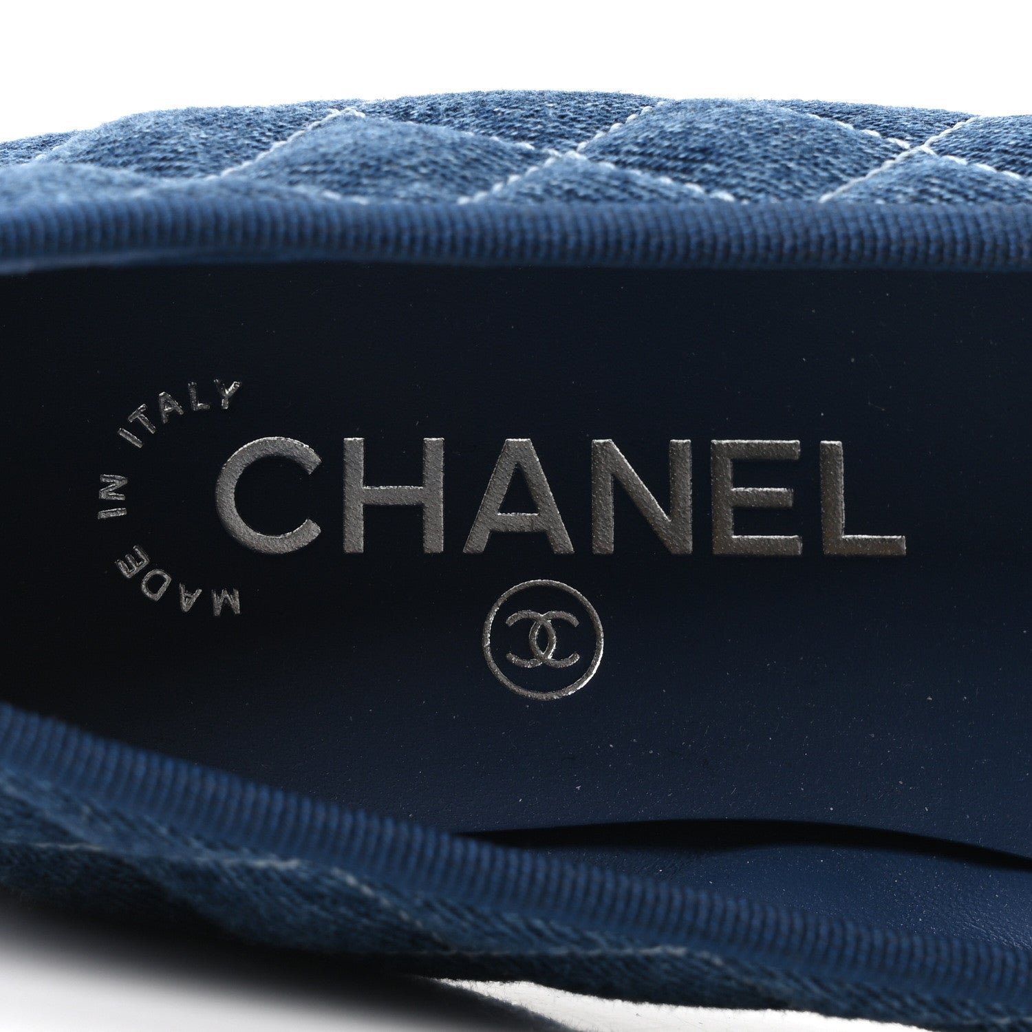 Chanel Washed Denim Quilted Cap Toe CC Ballerina Flats 37 Blue 8 of 10