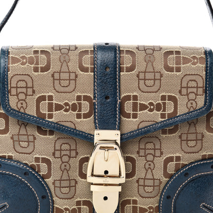 Gucci Canvas Horsebit Shoulder Bag Blue 10 of 10