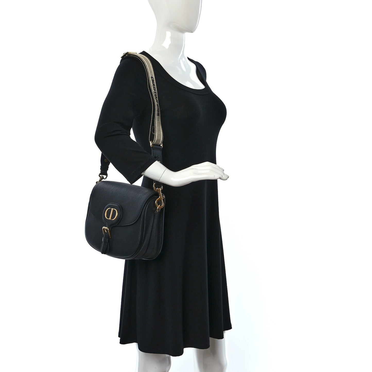 Grained Calfskin Large Bobby Flap Black