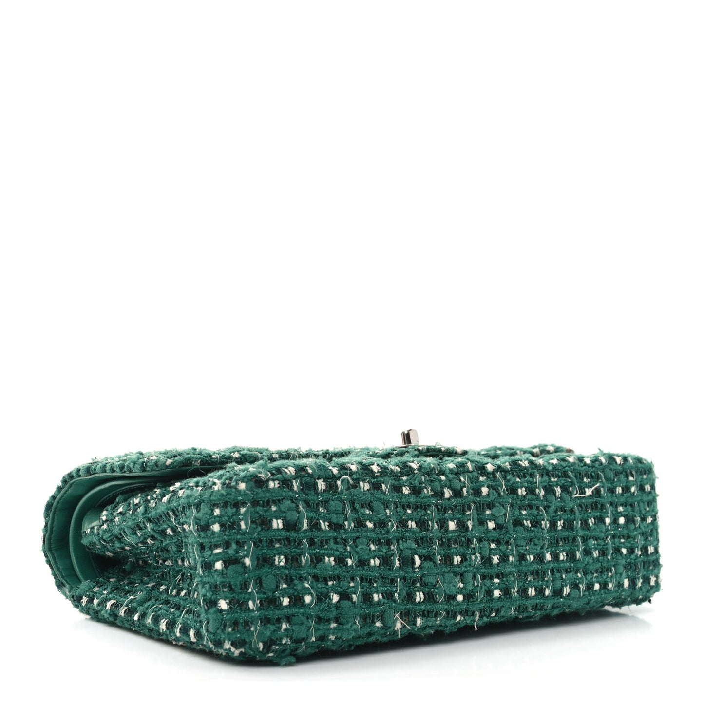 Tweed Quilted Medium Double Flap Green