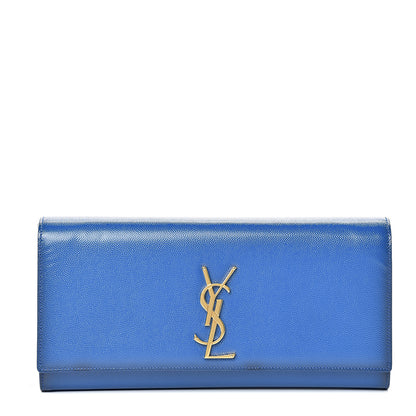 Saint Laurent Grain De Poudre Classic Monogram Cassandre Clutch Royal Blue 1 of 11