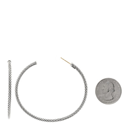 David Yurman Sterling Silver Medium Cable Classics Hoop Earrings 2 of 4