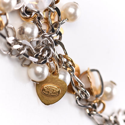 Chanel Beaded Resin CC Chain Charm Drop Earrings Silver Nacre 3 of 4
