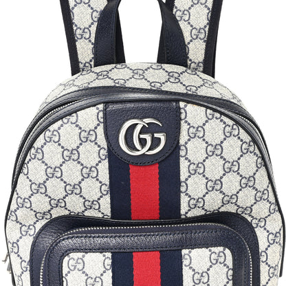 Gucci GG Supreme Monogram Textured Dollar Calfskin Web Small Ophidia Day Backpack Beige Blue Black 7 of 9