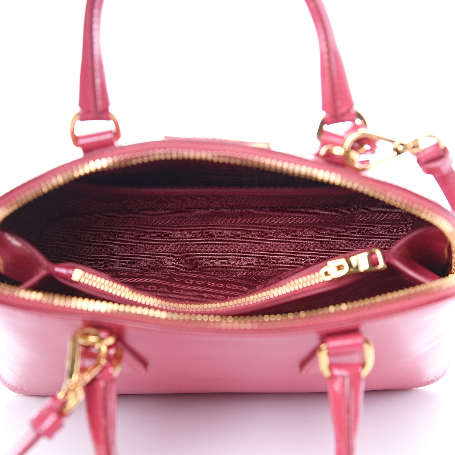 Prada Saffiano Vernice Mini Promenade Tote Peonia 4 of 9