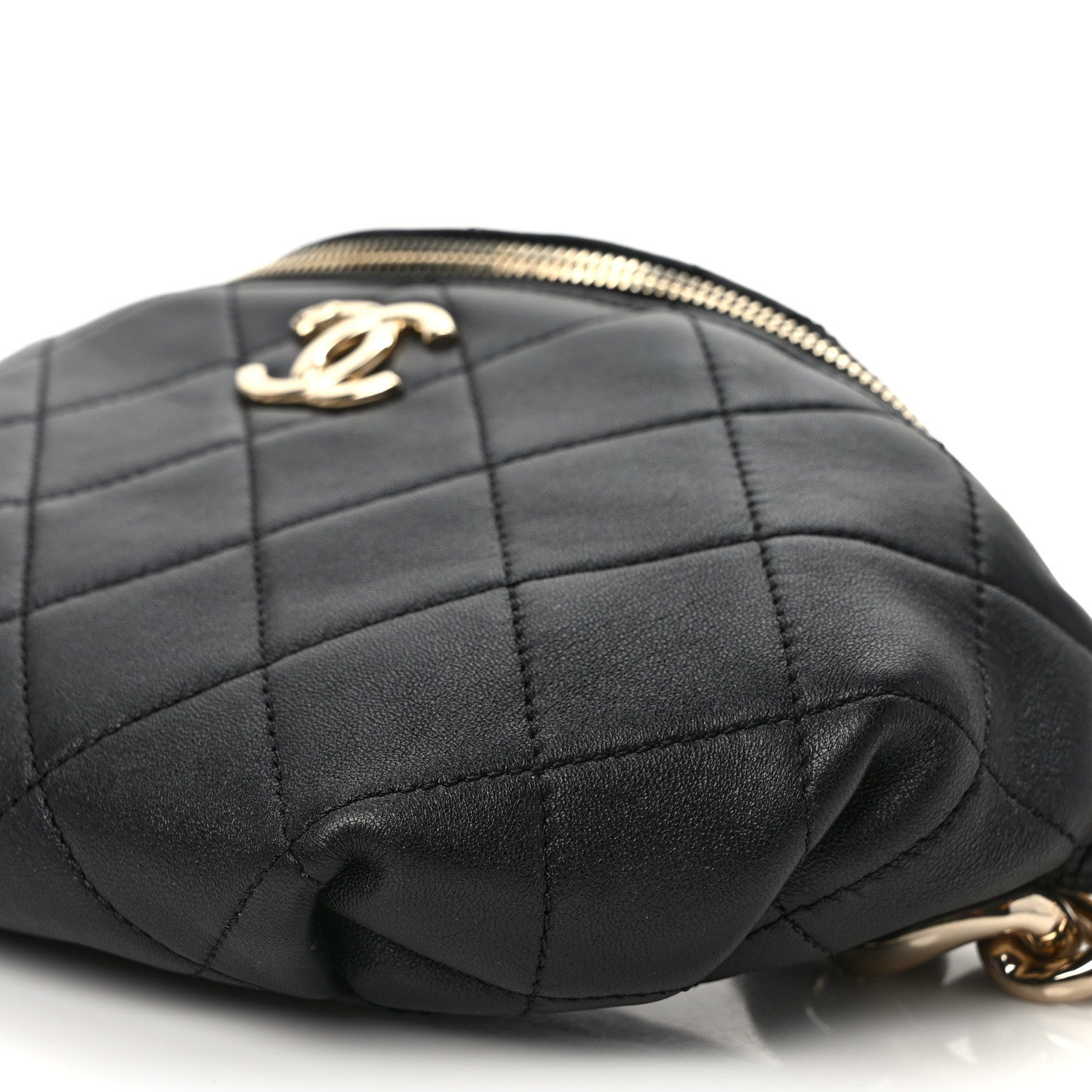 Chanel Lambskin Quilted Resin Bi-Color Waist Bag Fanny Pack Black 9 of 9