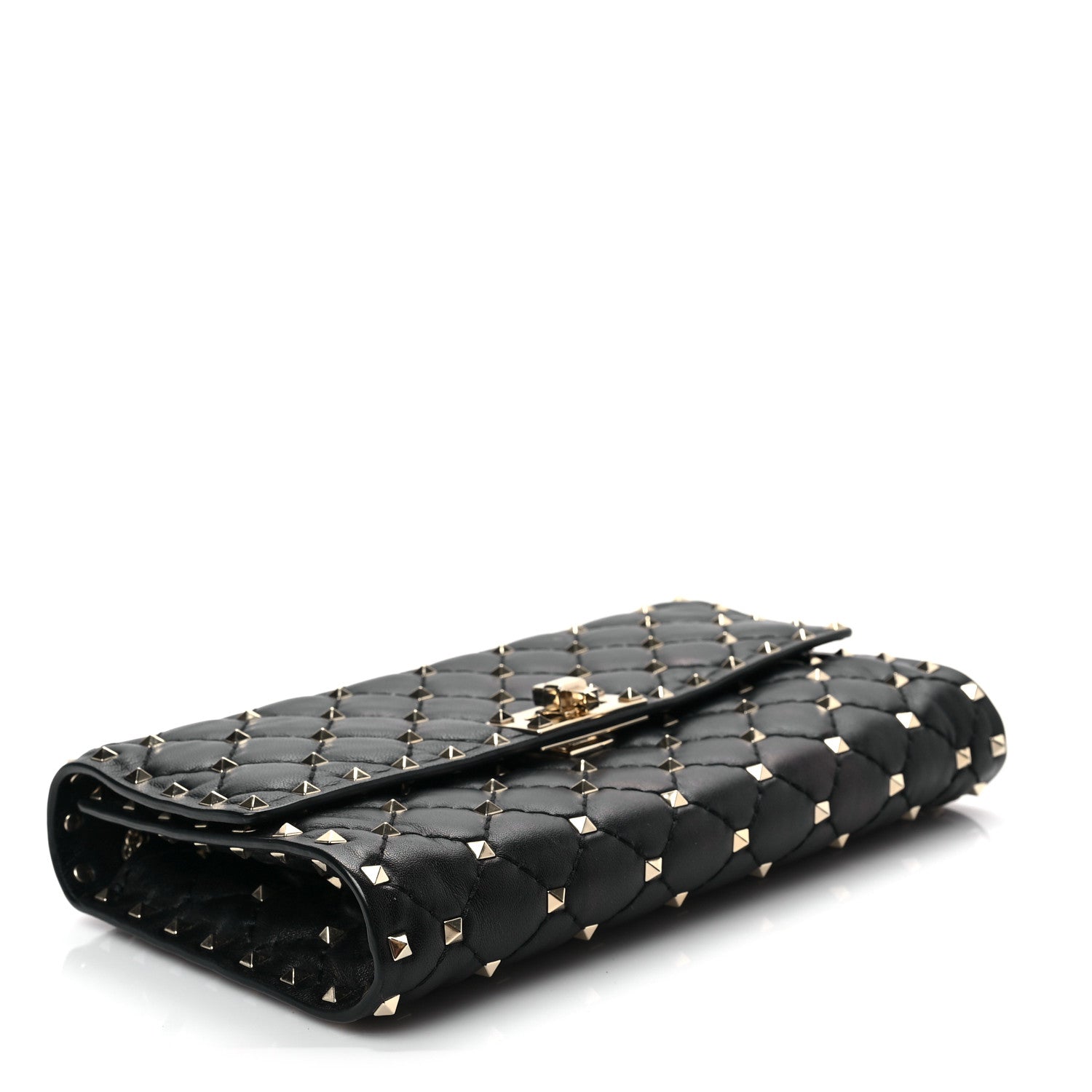 Valentino Garavani Lambskin Rockstud Spike Wallet on Chain Black 4 of 8